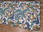 Morris Bird Fabric Pine Storage Bench Painted Blanket Box