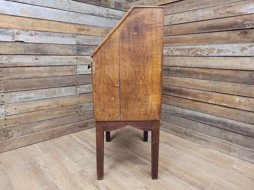 Edwardian Oak Bureau Arts Crafts Fall Front Writing Desk