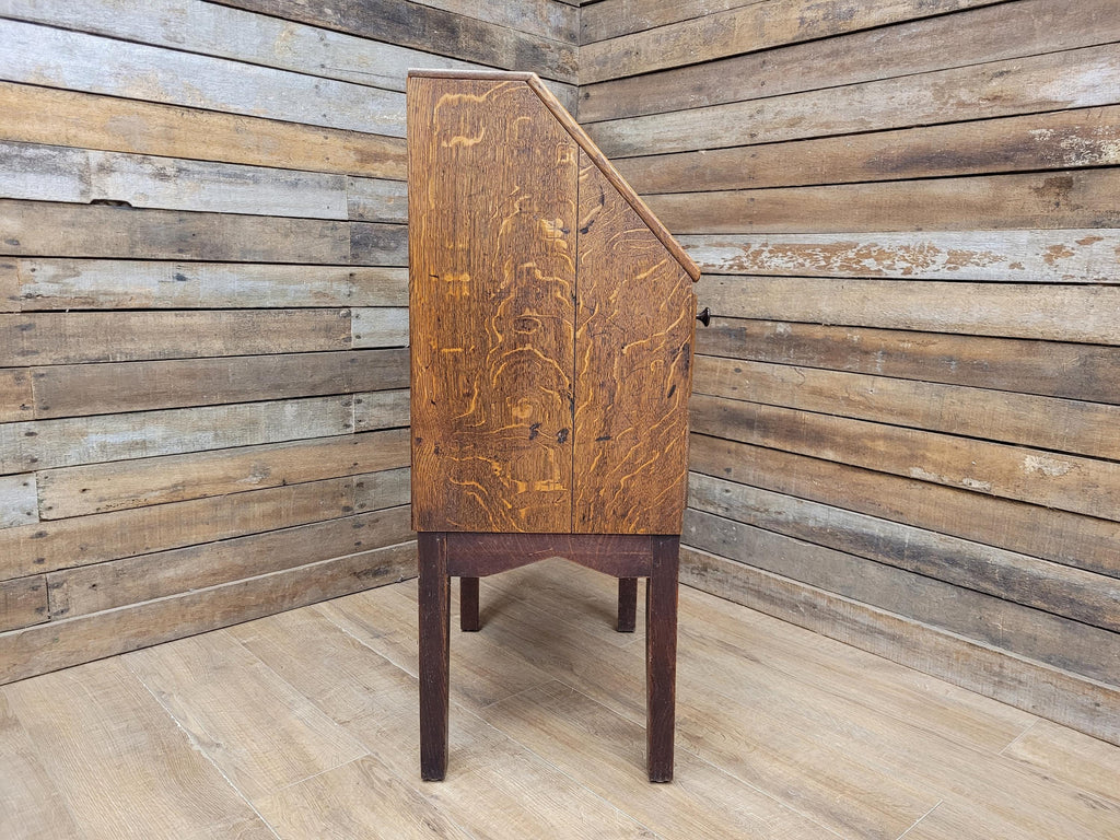 Edwardian Oak Bureau Arts Crafts Fall Front Writing Desk