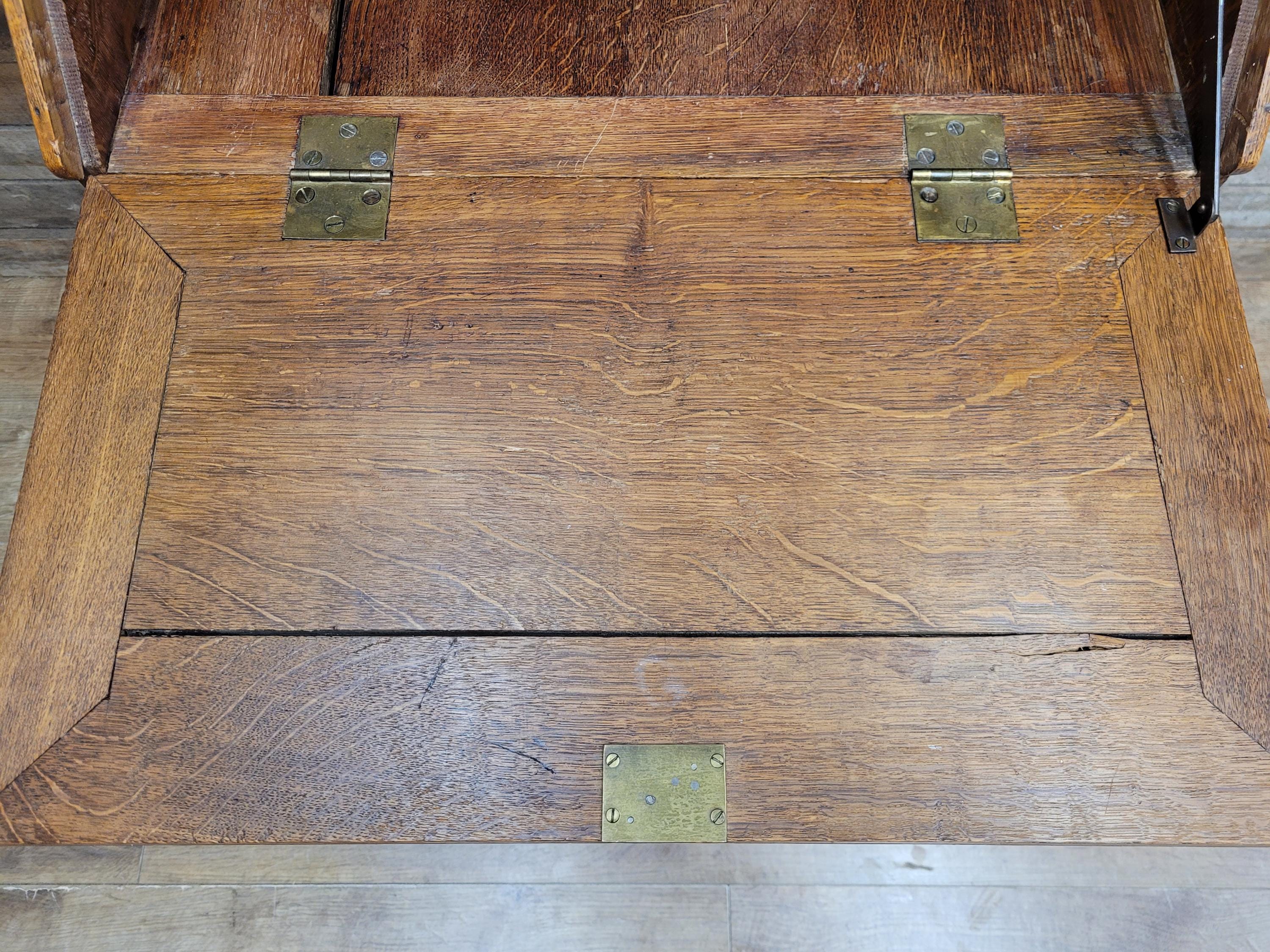 Edwardian Oak Bureau Arts Crafts Fall Front Writing Desk