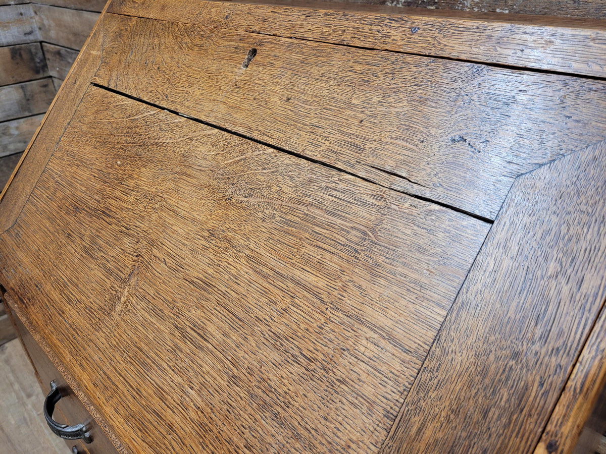 Edwardian Oak Bureau Arts Crafts Fall Front Writing Desk