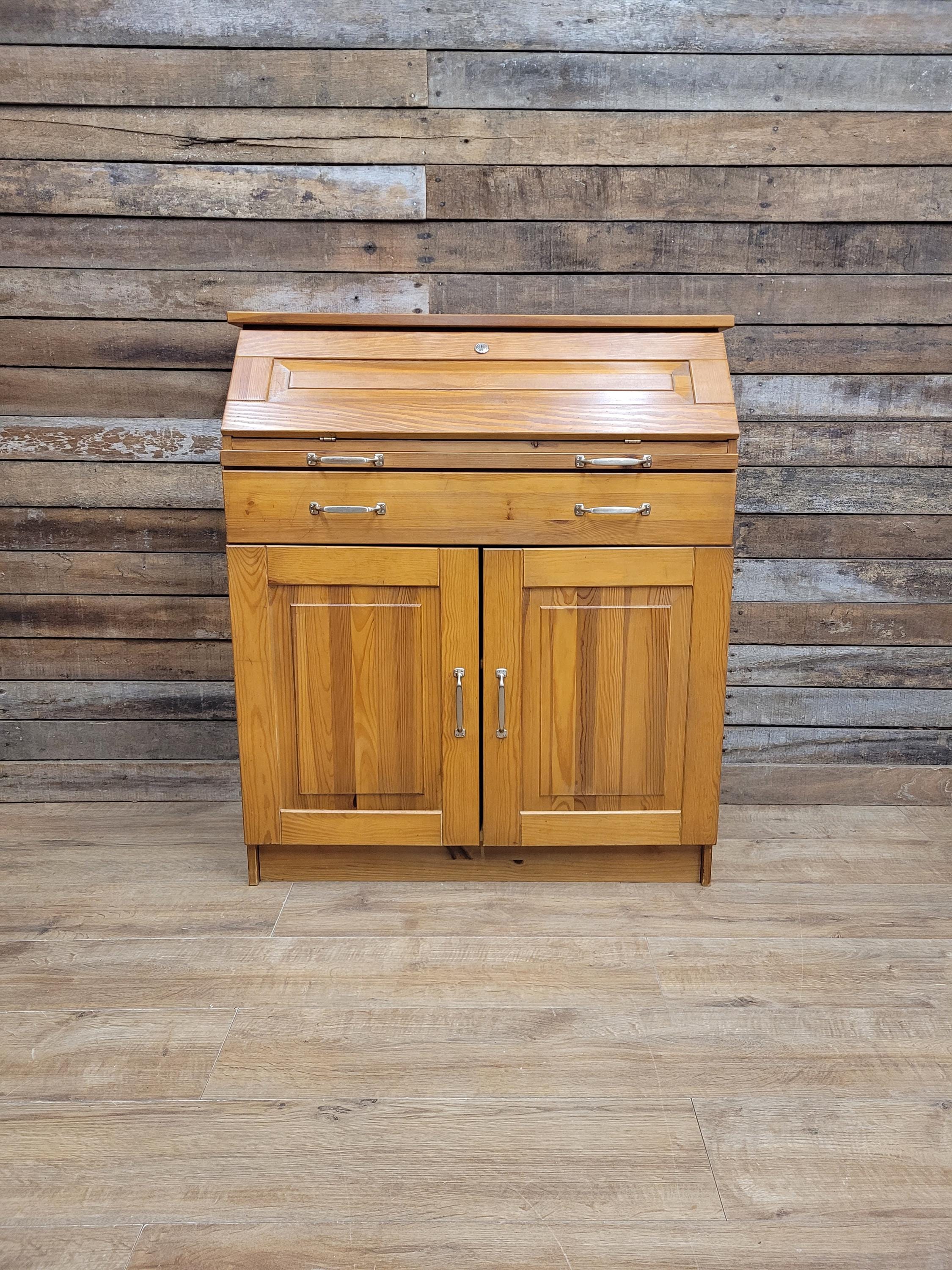 Pine Bureau Writing Desk Country Style Fall Front Storage Cabinet