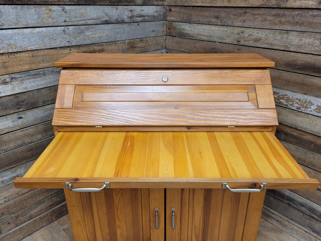 Pine Bureau Writing Desk Country Style Fall Front Storage Cabinet