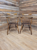 Pair Windsor Elm Beech Spindle Back Horseshoe Country Armchairs