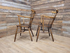 Pair Windsor Elm Beech Spindle Back Horseshoe Country Armchairs