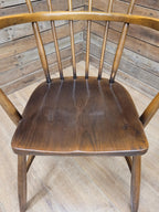 Pair Windsor Elm Beech Spindle Back Horseshoe Country Armchairs