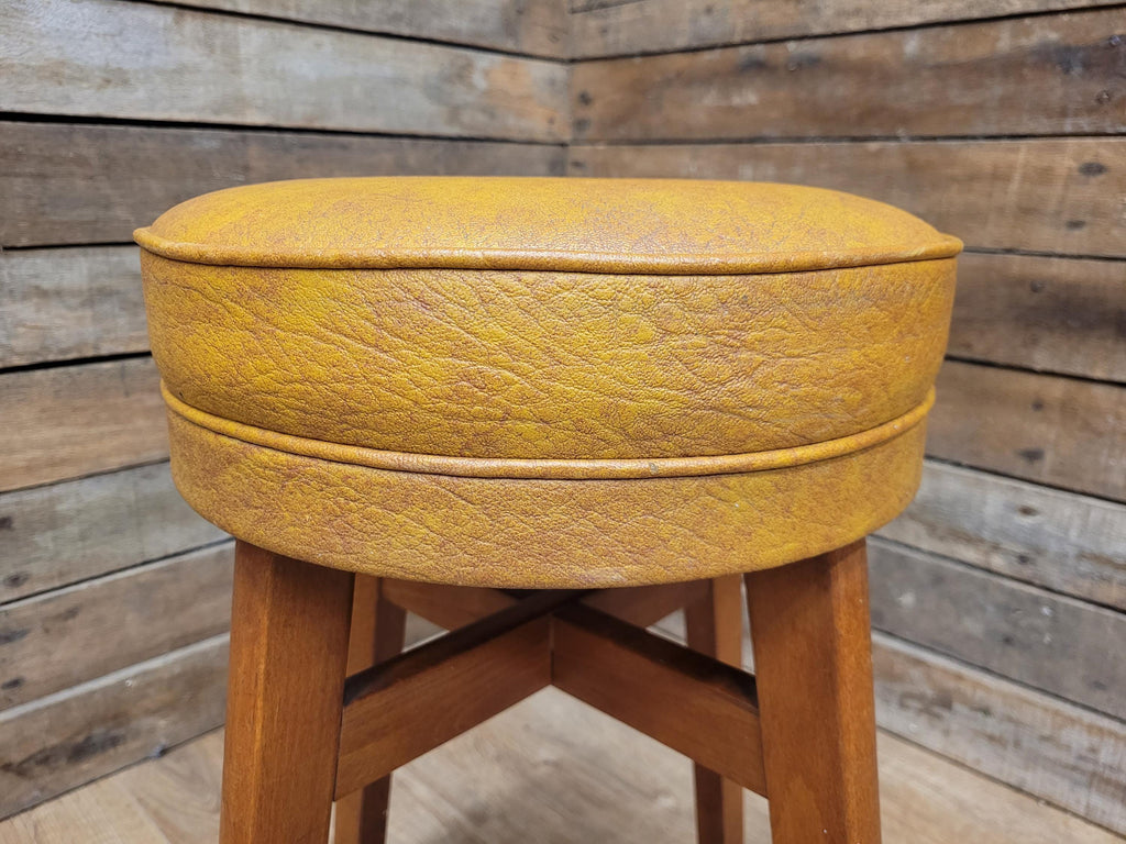 Benchairs Bar Stool Vintage Tan Leatherette Upholstered Seat