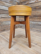 Benchairs Bar Stool Vintage Tan Leatherette Upholstered Seat