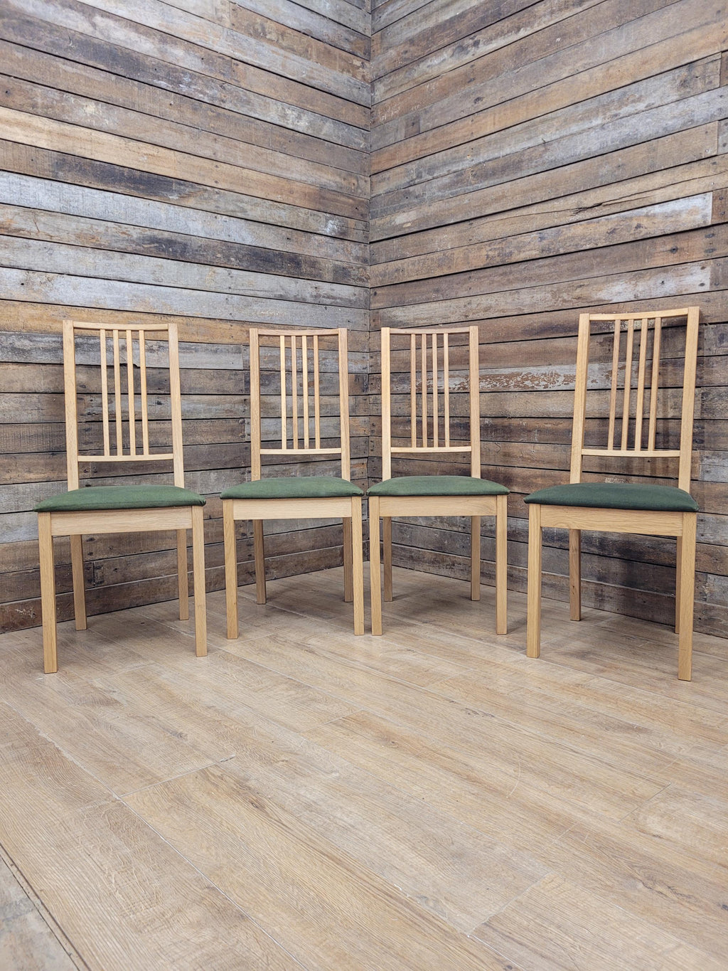 Ikea Borje Oak Dining Chairs Upholstered Seat Set Of Four