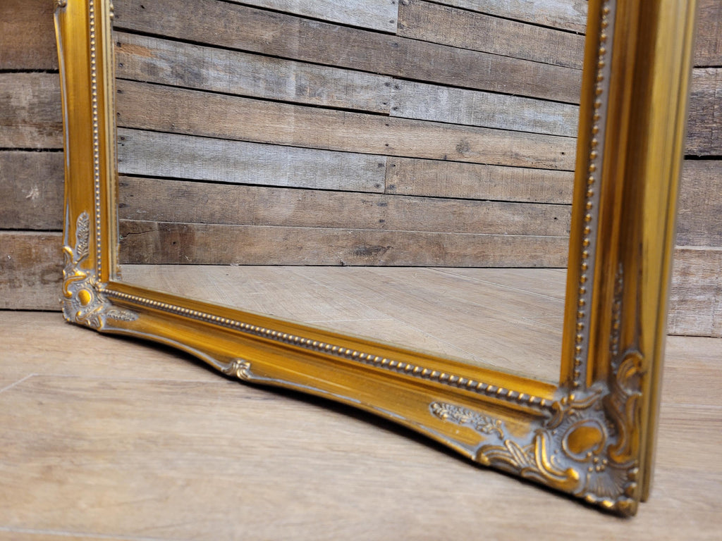 Ornate Wall Mirror Gilt Gold Rococo Style Floral Beaded Frame