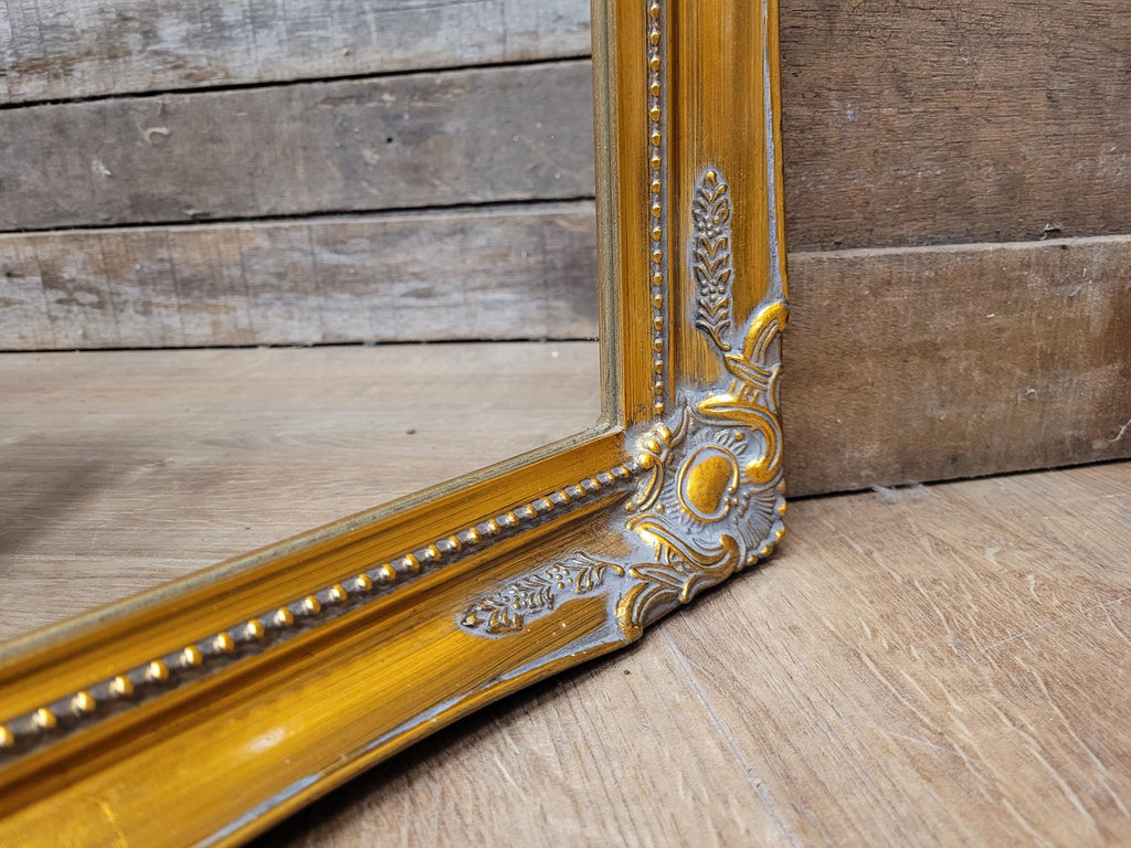 Ornate Wall Mirror Gilt Gold Rococo Style Floral Beaded Frame