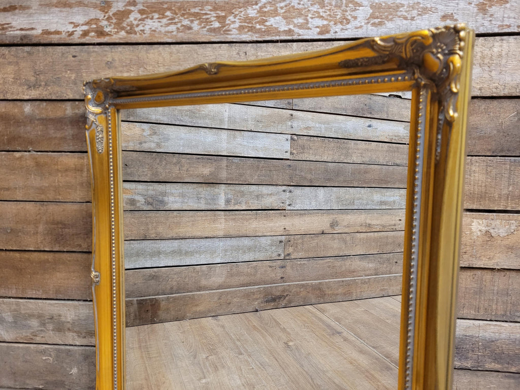 Ornate Wall Mirror Gilt Gold Rococo Style Floral Beaded Frame