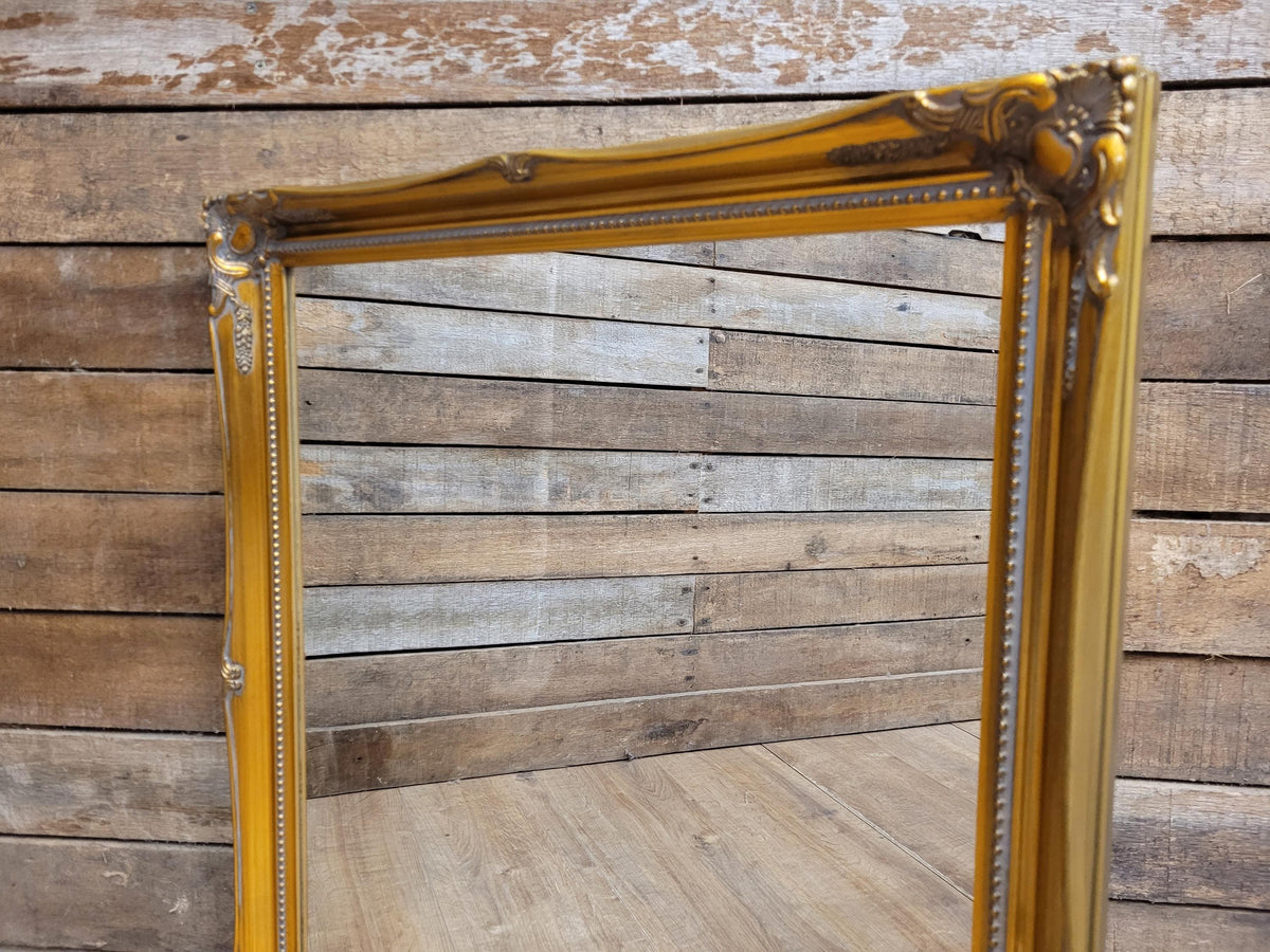Ornate Wall Mirror Gilt Gold Rococo Style Floral Beaded Frame