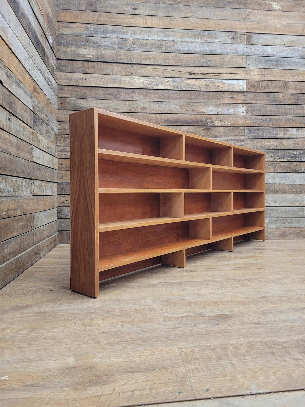 Vintage Teak Bookcase Mid Century Geometric Open Shelving