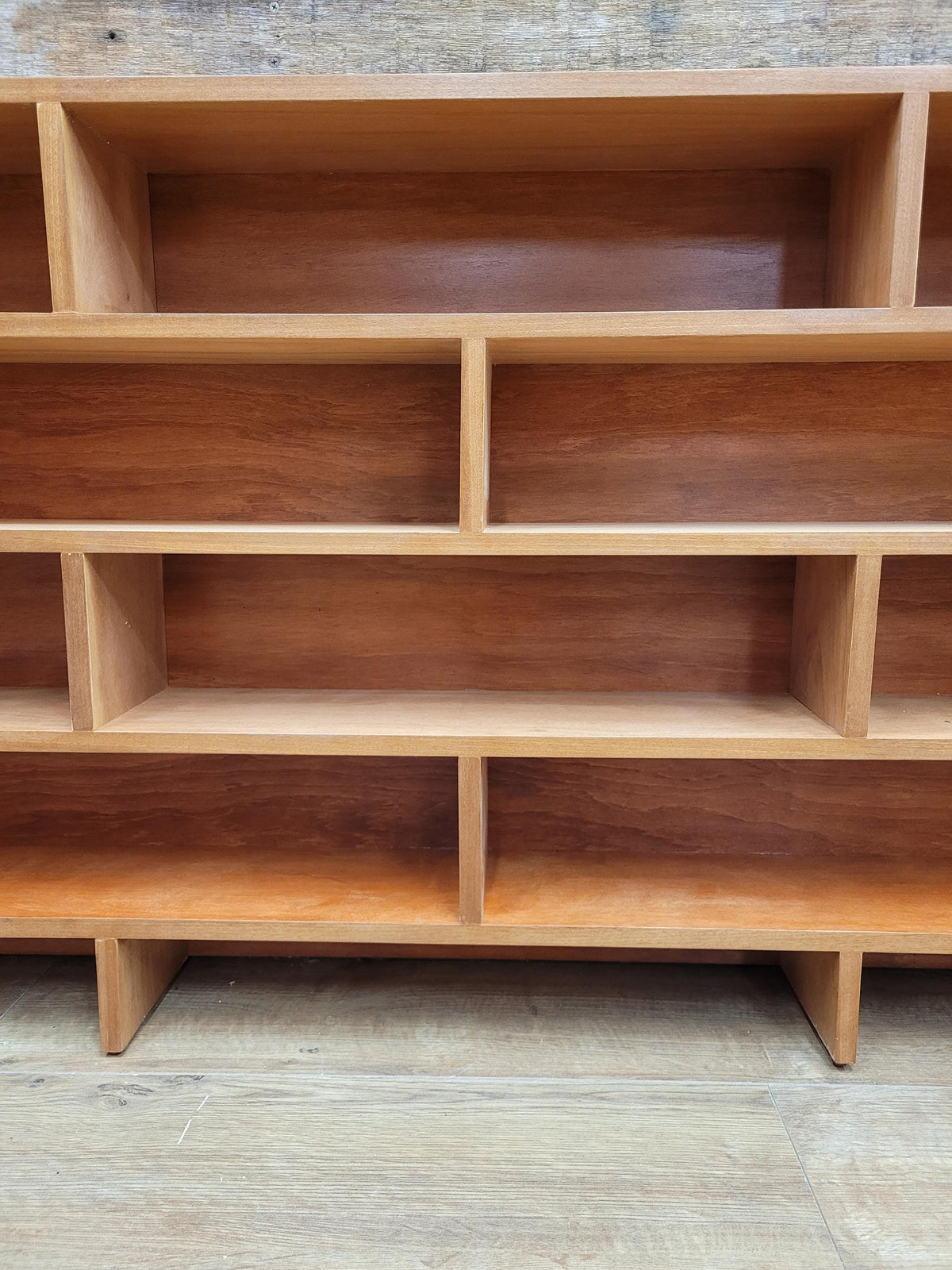 Vintage Teak Bookcase Mid Century Geometric Open Shelving