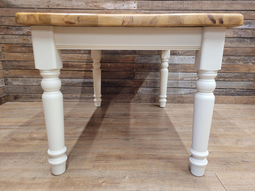 Painted Pine Farmhouse Dining Table Waxed Top Turned Removable Legs