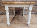 Painted Pine Farmhouse Dining Table Waxed Top Turned Removable Legs