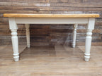 Painted Pine Farmhouse Dining Table Waxed Top Turned Removable Legs