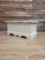 Morris Bird Fabric Pine Storage Bench Painted Blanket Box