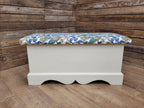 Morris Bird Fabric Pine Storage Bench Painted Blanket Box