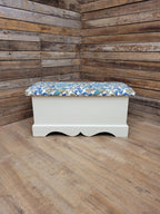 Morris Bird Fabric Pine Storage Bench Painted Blanket Box