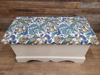 Morris Bird Fabric Pine Storage Bench Painted Blanket Box