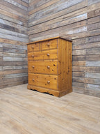 Pine Chest Of Drawers 2 over 3 Vintage 5 Drawers