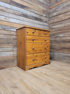 Pine Chest Of Drawers 2 over 3 Vintage 5 Drawers