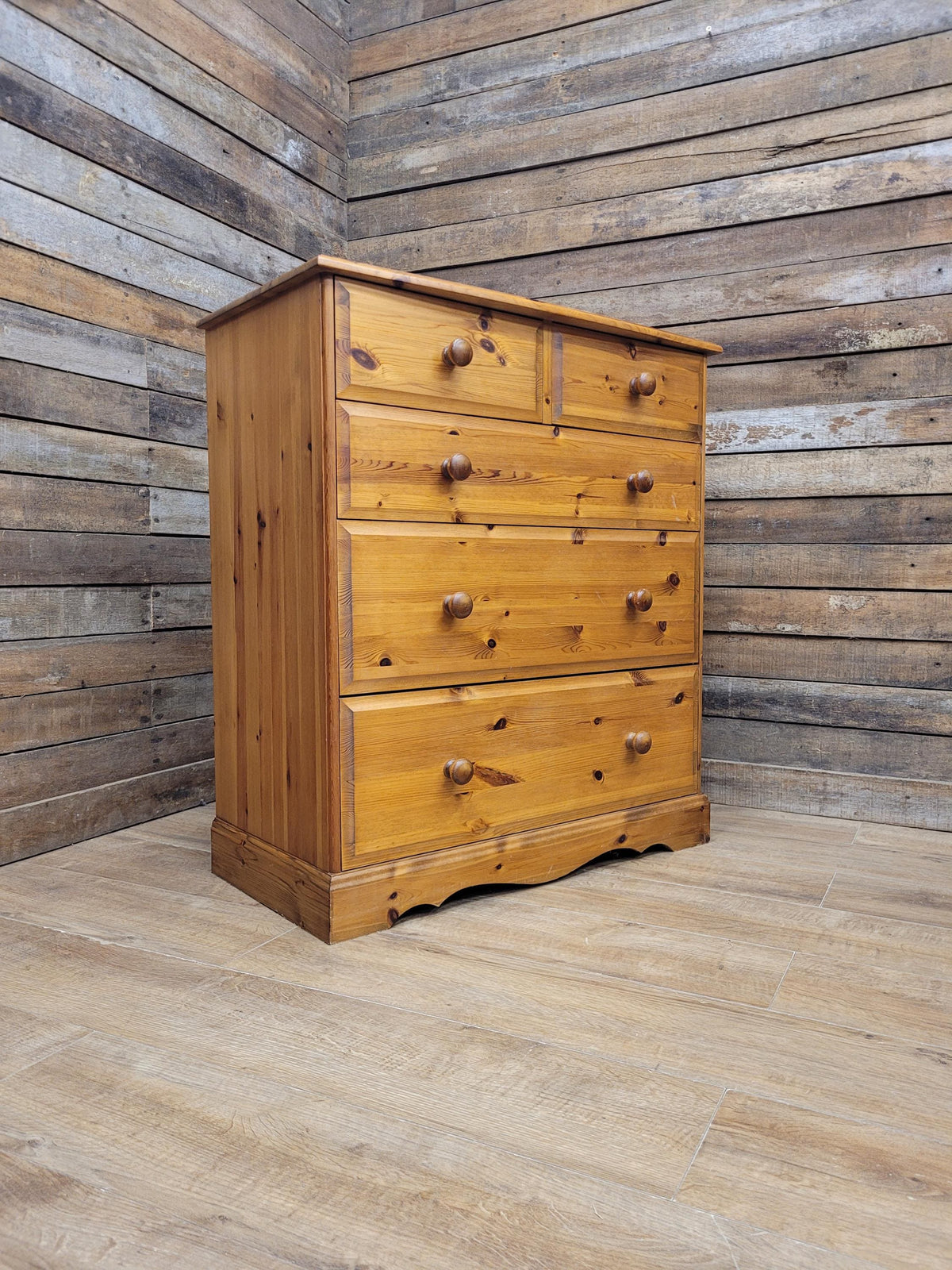 Pine Chest Of Drawers 2 over 3 Vintage 5 Drawers