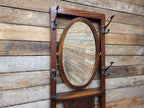 Edwardian Oak Hall Stand Arts & Craft Bevelled Mirror Original Drip Tray Antique