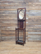 Edwardian Oak Hall Stand Arts & Craft Bevelled Mirror Original Drip Tray Antique