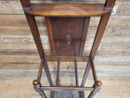 Edwardian Oak Hall Stand Arts & Craft Bevelled Mirror Original Drip Tray Antique