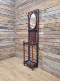Edwardian Oak Hall Stand Arts & Craft Bevelled Mirror Original Drip Tray Antique