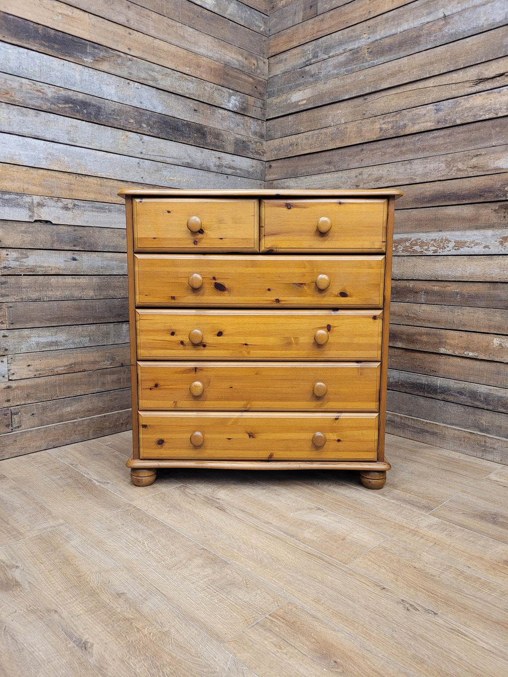 Pine Chest Of Drawers 2 over 4 Vintage Six Drawers