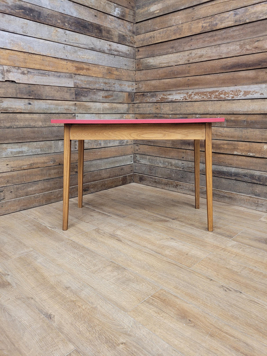 Vintage Side Table Formica Top 1960s Red Retro Tapered Legs Small Desk
