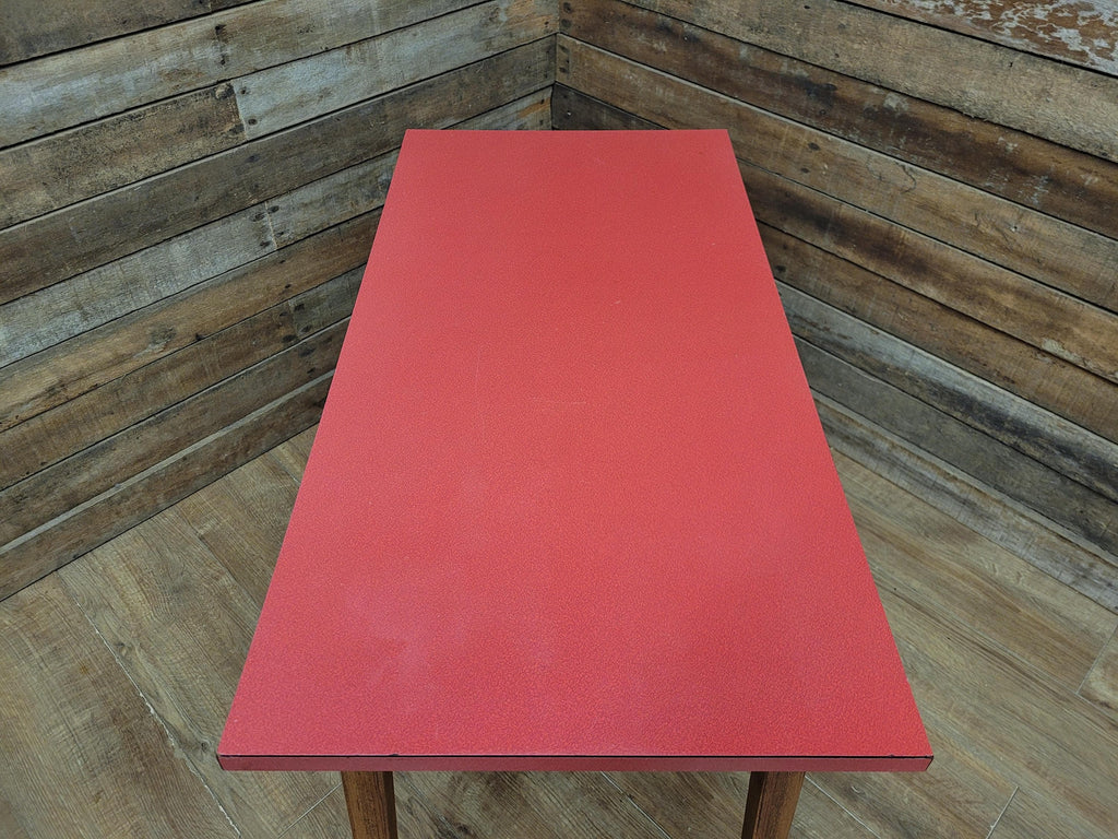 Vintage Side Table Formica Top 1960s Red Retro Tapered Legs Small Desk