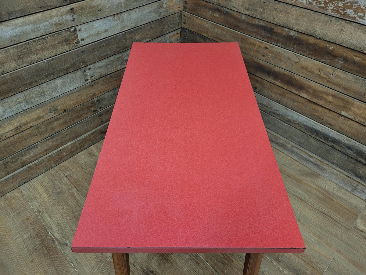 Vintage Side Table Formica Top 1960s Red Retro Tapered Legs Small Desk