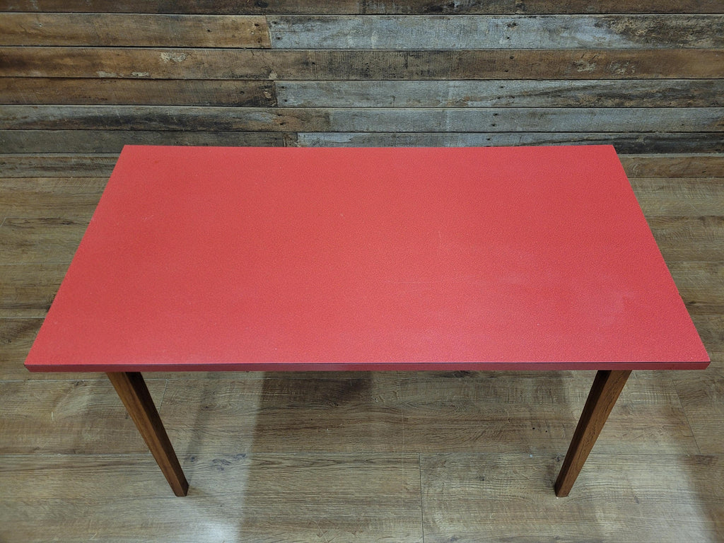 Vintage Side Table Formica Top 1960s Red Retro Tapered Legs Small Desk