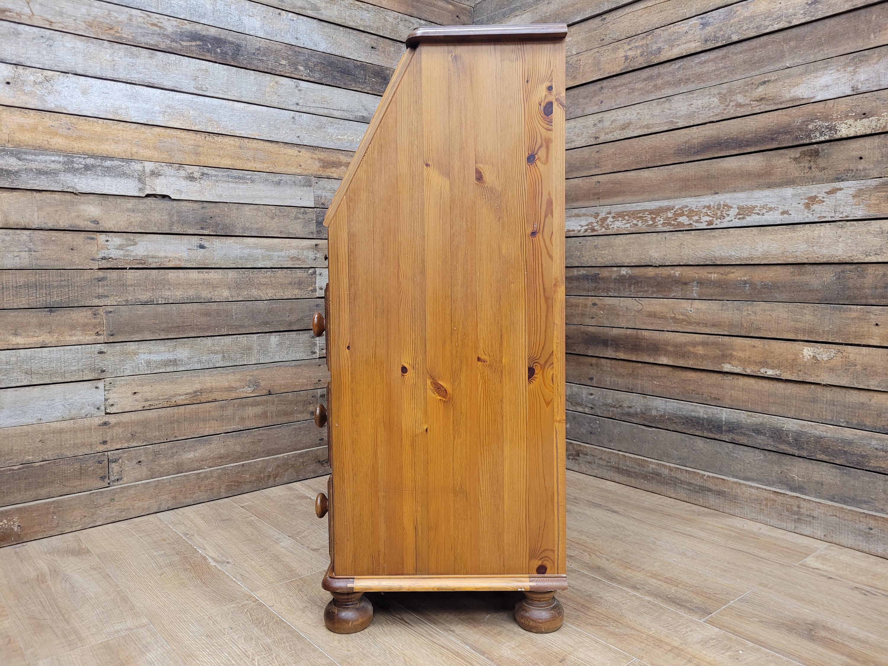 Ducal Pine Bureau Desk Vintage Writing Drop Front Drawers