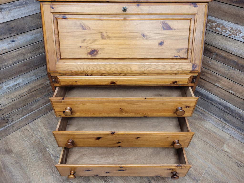Ducal Pine Bureau Desk Vintage Writing Drop Front Drawers