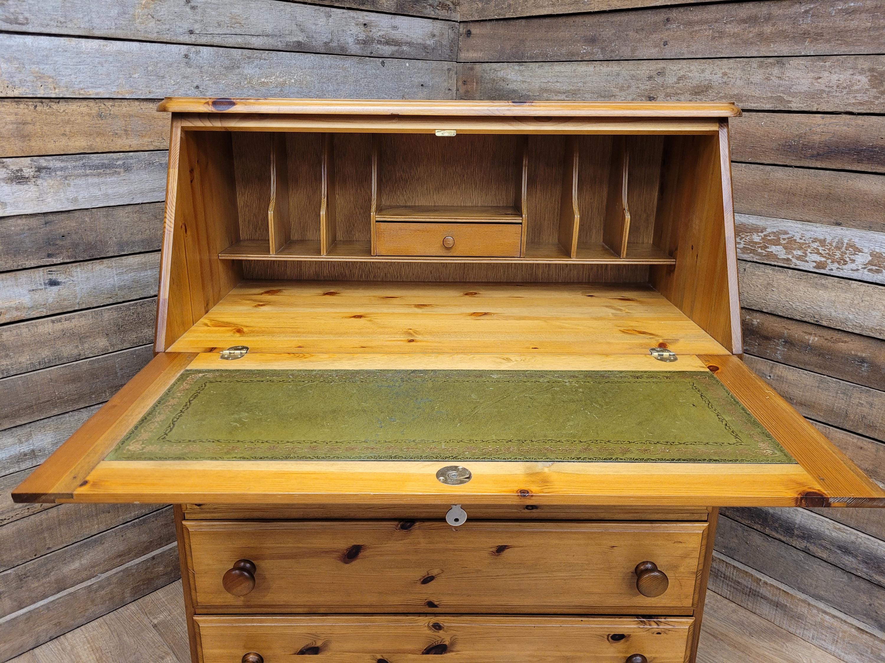Ducal Pine Bureau Desk Vintage Writing Drop Front Drawers