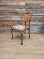 Edwardian Oak Queen Anne Style Carver Armchair Shell Carved Back
