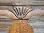 Edwardian Oak Queen Anne Style Carver Armchair Shell Carved Back