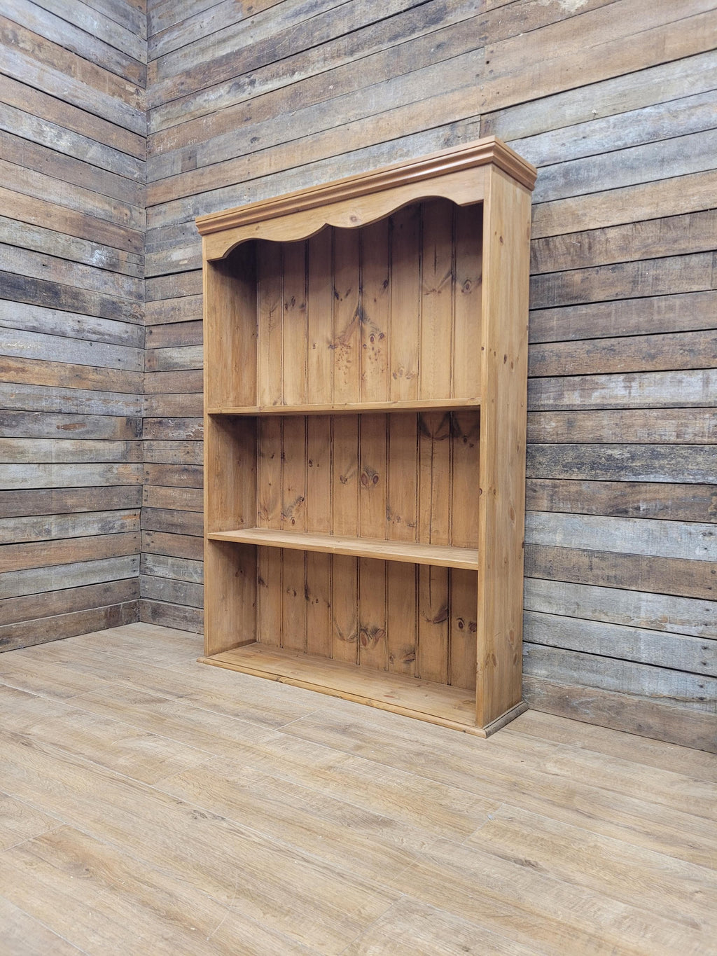 Vintage Solid Pine Open Bookcase Country House Farmhouse Shelving