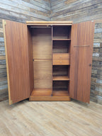 Mid Century Teak Wardrobe Double Door Fitted Interior