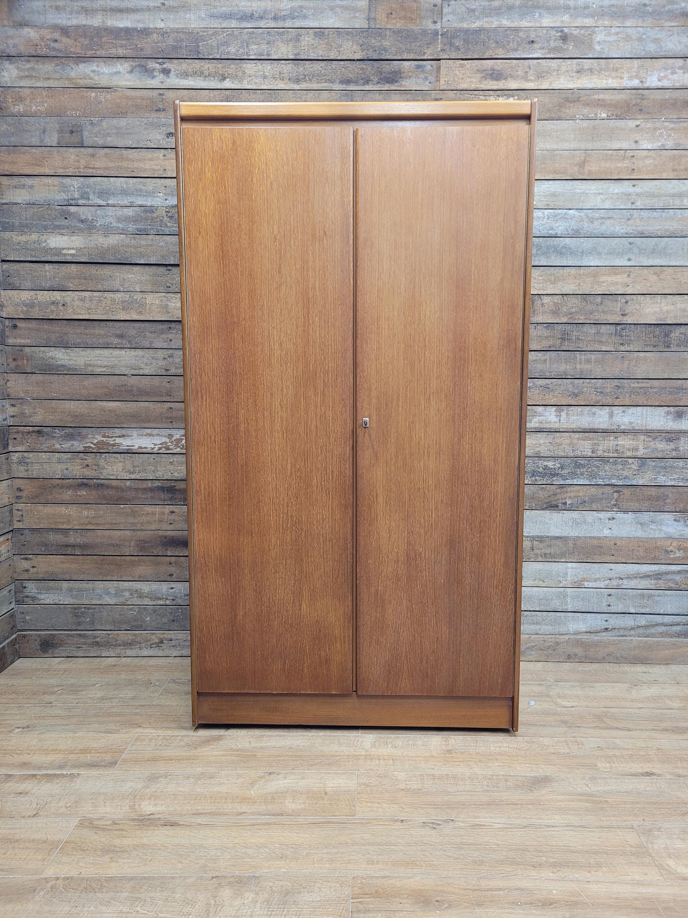 Mid Century Teak Wardrobe Double Door Fitted Interior