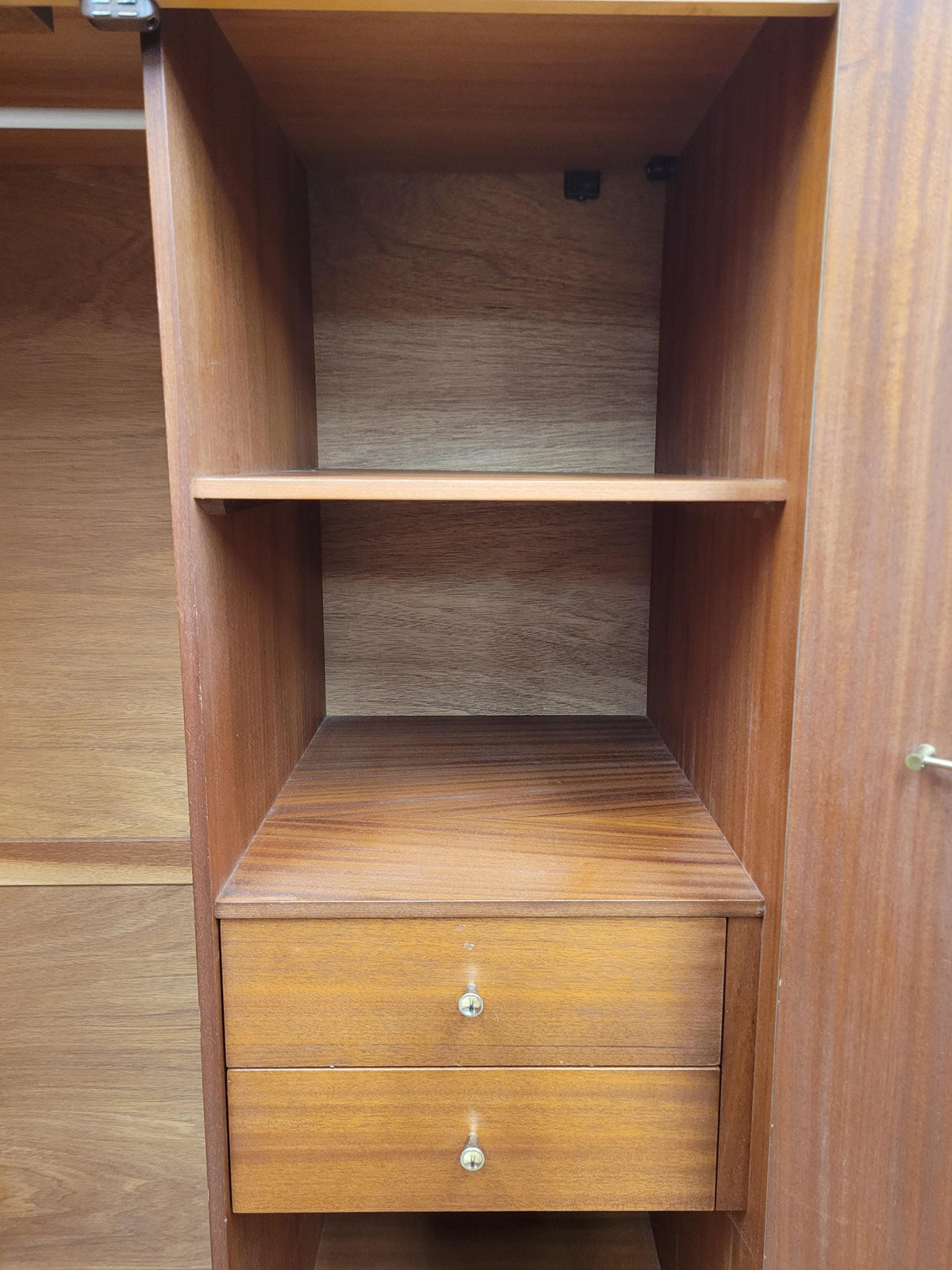 Mid Century Teak Wardrobe Double Door Fitted Interior