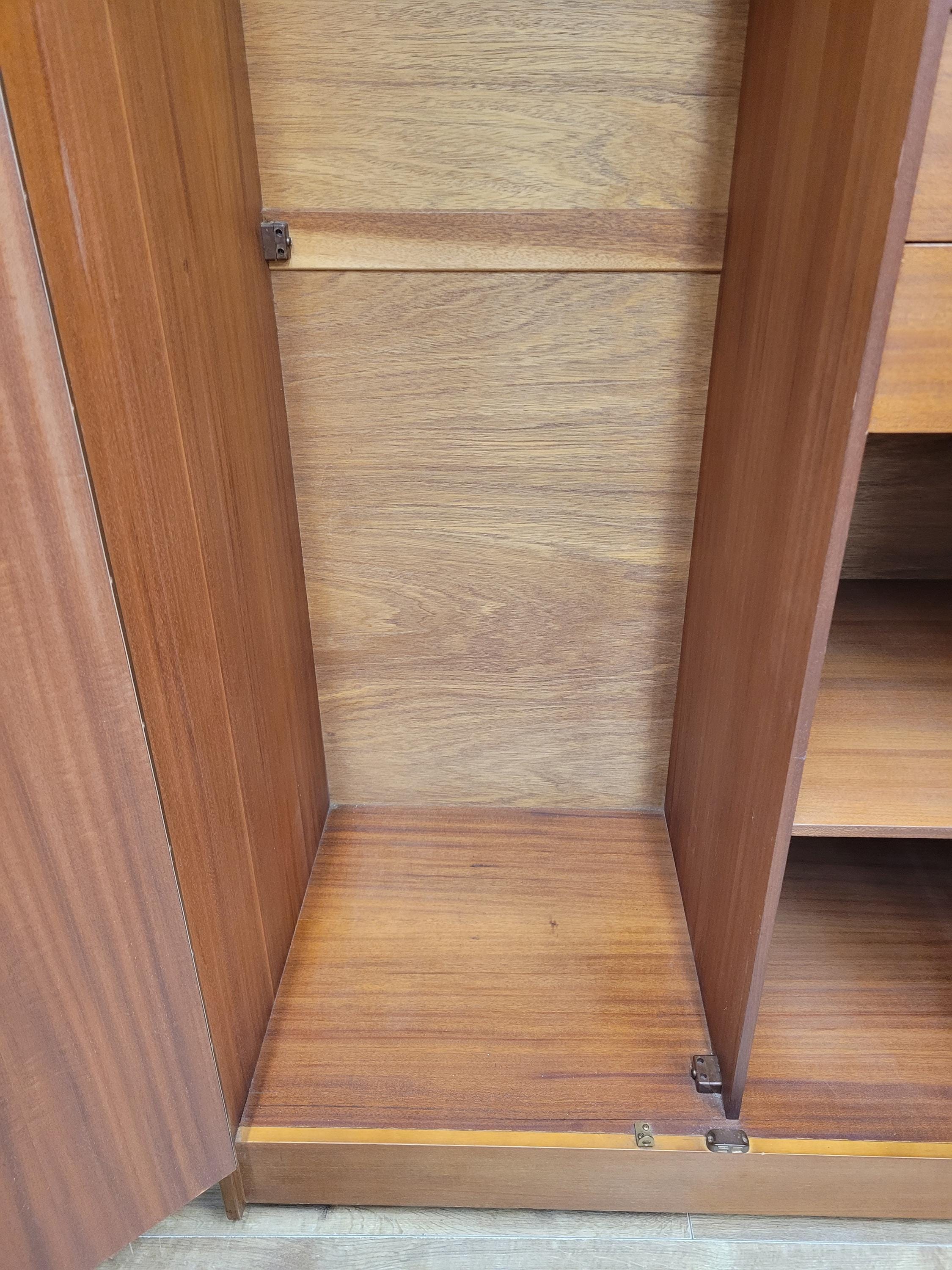 Mid Century Teak Wardrobe Double Door Fitted Interior