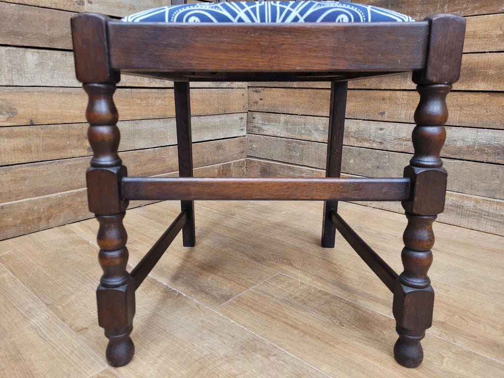 Arts And Crafts Oak Dining Chair Slat Back Upholstered Seat