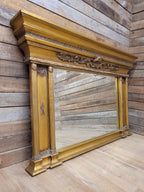 Regency Style Giltwood Overmantel Mirror Architectural Classical Frame